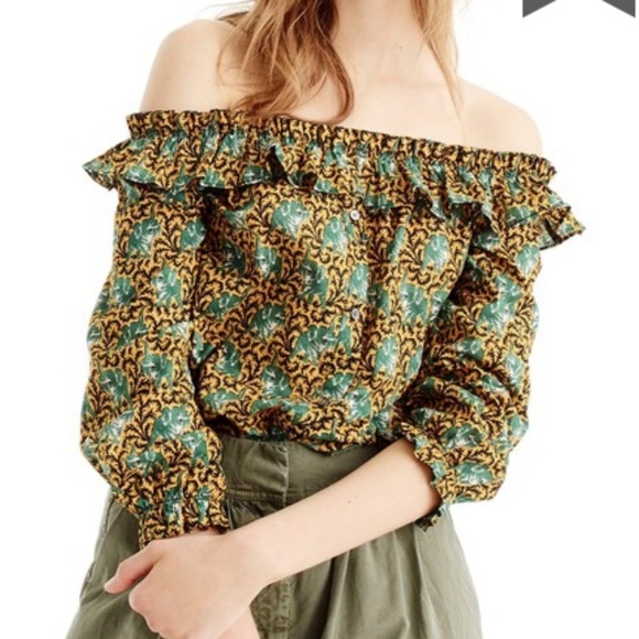 J. Crew Tops - J. Crew | Elephant Print Off the Shoulder Top | 10